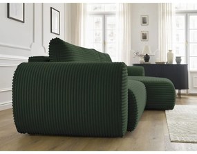 Тъмнозелен разтегателен ъглов диван от рипсено кадифе (десен ъгъл) Lucien – Bobochic Paris