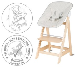 Стол за хранене в бежов и естествен цвят Born Up 2in1 Luxe – Roba