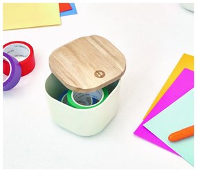 Бяла кутия за съхранение с капак, изработена от дърво от пауловния , 9 x 9 cm Eco - iDesign