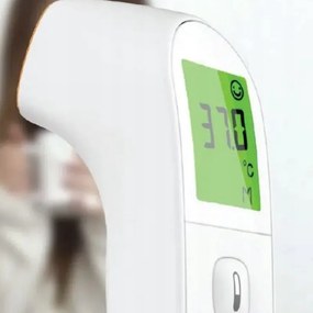 Безконтактен термометър Medivon Timi Smart Verona, Инфрачервен, За деца, Измерване за 1 секунда, Памет, Цветова индикация, LCD, Звук, Лазер, Бял