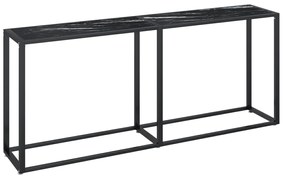 331685 vidaXL Конзолна маса, черен мрамор, 180x35x75,5 cм, закалено стъкло