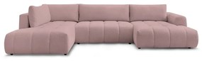 Розов сгъваем/с място за съхранение ъглов диван (ляв ъгъл/U форма) Fuji – Bobochic Paris