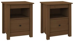 813716 vidaXL Нощни шкафчета, 2 бр, меденокафяви, 40x35x49 см, бор масив