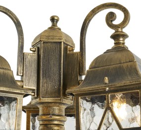 Класически външен фенер антично злато с прозрачно стъкло 198 см IP44 - London