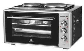 Готварска печка GAMALUX I-08 HP, 40L, 2 котлона, Двойно стъкло, Черен/Сив