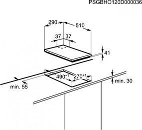 Газов плот за вграждане Electrolux EGG3322NVX(ST), 4000W, Електронно запалване, Система за сигурност, Черен