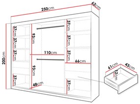 Комплект 2 чекмеджета за гардероб плъзгач Dome 250-Mauro