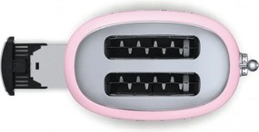 Тостер за хляб SMEG 50's Style TSF01PKEU, 950W, 2 филии, 6 нива, Тавичка за трохи, Вграден кабел, Неръждаема стомана, Розов