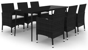 3099731 vidaXL Градински комплект 7 части с възглавници полиратан и стъкло