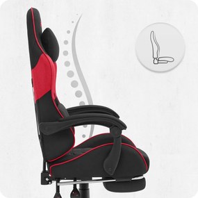 CABRO C501 геймърски стол с подложка за крака, до 150 кг, черен и червен