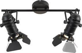 Интелигентен прожектор черен вкл. WiFi GU10 2-лампи с клапи - Movie