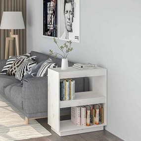 810860 vidaXL Библиотека, бяла, 60x35x71 см, борово дърво масив