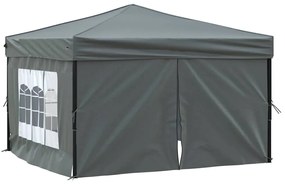 93523 vidaXL Сгъваема парти палатка със странични стени, антрацит, 3x3 м