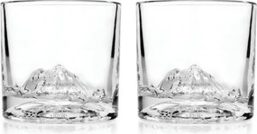 Комплект чаши за уиски LIITON 1009930 Mount Rainier, 260 мл, 2 бр, Удебелени стени, 3D дъно с форма на Връх Рейниър, Прозрачен