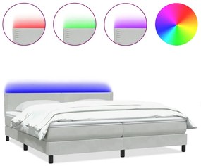 3316797 vidaXL Боксспринг легло с матрак и LED, светлосиво, 180x210 см, кадифе