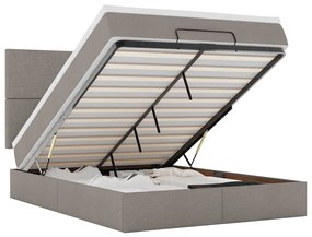 3313931 vidaXL Османска легло с матрак и LED, таупе, 140x200 см, плат