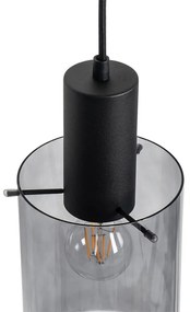 Висяща лампа черна с димно стъкло овална 3-светлина - Vidra