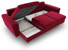 Червен кадифен разтегателен ъглов диван с място за съхранение Kyoto – Cosmopolitan Design