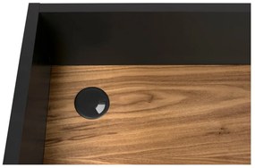 Черно работно бюро с детайли от орехово дърво Volga - TemaHome