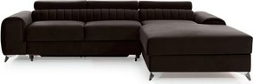 Тъмнокафяв кадифен разтегателен ъглов диван с място за съхранение (десен ъгъл) Grayson – ELTAP