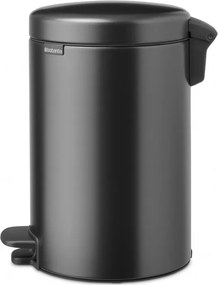 Кош за боклук с педал Brabantia NewIcon 1008842, 12 л, Плавно затваряне, Противоплъзгаща основа, Тъмносив