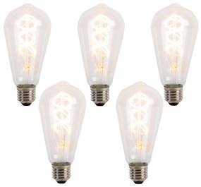 Комплект от 5 E27 LED спираловидни филаментни крушки ST64 5W 400 lm 2200K