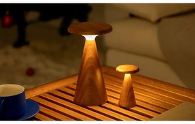 LED настолна лампа в тъмно естествен цвят с дървен абажур (височина 21 cm) Sylva – Gingko