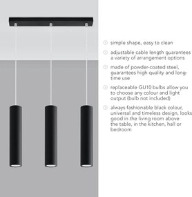 Черно метално висящо осветително тяло Castro – Sollux