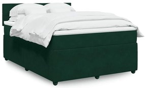 3290061 vidaXL Боксспринг легло с матрак, тъмнозелено, 140x200 см, кадифе