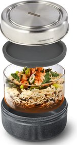 Стъклена кутия за обяд Black+Blum GR-LB-L015, 0.75 л, Съвместима с микровълнова и съдомиялна, Без BPA, Тъмносив