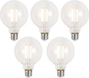 Комплект от 5 смарт E27 димируеми LED крушки G95 прозрачни 7W 806 lm 2700-6500K Zigbee