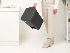 Кош за боклук с педал Brabantia StepUp 1008482, 25 л, Екологични материали, Голям отвор, Тъмносив