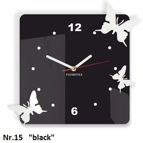 Стенен часовник с пеперуди Черен