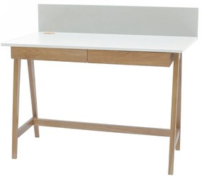 Бяло бюро с основа от ясенова дървесина, дължина 110 cm Luka - Ragaba