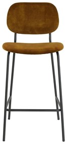Бар стол от кадифе в цвят горчица 92 cm Emma - Light &amp; Living