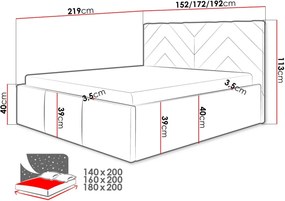 Тапицирано легло Azzuro-Gkri Skouro-160 x 200