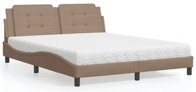 3208877 vidaXL Легло с матрак, капучино, 160x200 см, изкуствена кожа