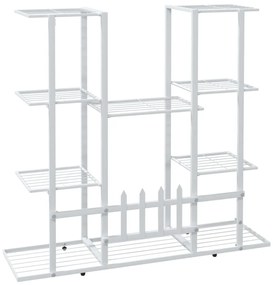 Стойка за цветя, 94,5x25x89 см, бяла, желязо