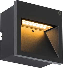 Комплект от 4 модерни вградени стенни лампи черни с LED - Gem 2