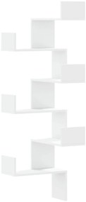 852636 vidaXL Стенен ъглов рафт, бял, 45x45x147 см, инженерно дърво