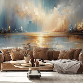 Самозалепващ тапет – Абстрактен градски пейзаж в топли тонове