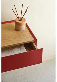 Червено висящо нощно шкафче с дъбов плот Arista – Teulat