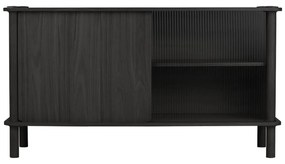 Черна витрина от масивен дъб с плъзгащи се врати 135x73,5x48 cm Italic – UMAGE