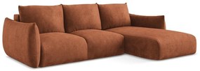 Теракотен шенилов сгъваем ъглов диван (десен ъгъл) Leila – Makamii