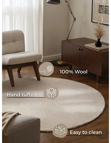 Ръчно изработен вълнен кръгъл килим в светло естествен цвят ø 150 cm Eleni Natural White – Hanse Home