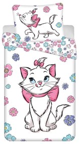 Бяло единично памучно детско спално бельо 140x200 cm Marie Cat "Floral" – Jerry Fabrics