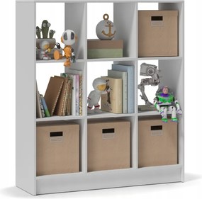 Рафт за детски книги и играчки по метода Монтесори, 9 рафта – бял