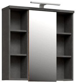 Стенен шкаф за баня с огледало VENOM антрацит/кафяв