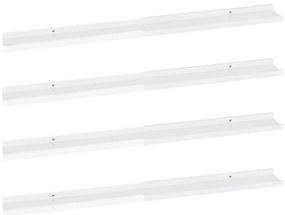 326656 vidaXL Стенни рафтове, 4 бр, бял гланц, 100x9x3 см