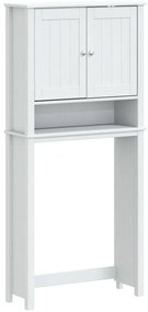 358556 vidaXL Шкаф за пералня "BERG" бял 76x27x164,5 см масивно дърво